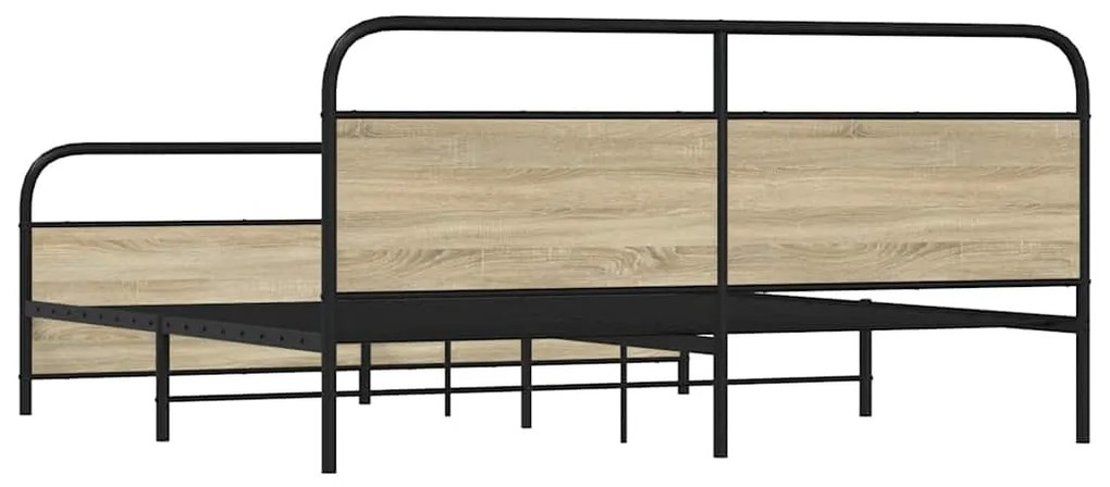 Estrutura de cama sem colchão 180x200cm metal carvalho sonoma