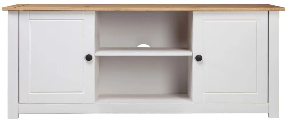 Móvel de TV 120x40x50 cm madeira de pinho maciça Panama branco
