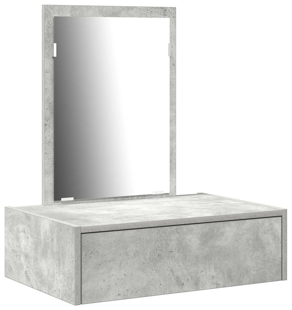 Mesa de Maquiagem Suspensa Cinza Concreto 60x40x70 cm