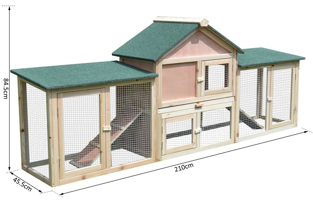 Gaiola ao exterior grande casa para pequenhos animais gaiola Coelhos 210x45.5x84.5 cm