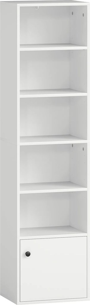 Estante de 6 Níveis Estante para Livros com Prateleiras Ajustáveis e Armário Estante Moderna 40x30x156 cm Branco