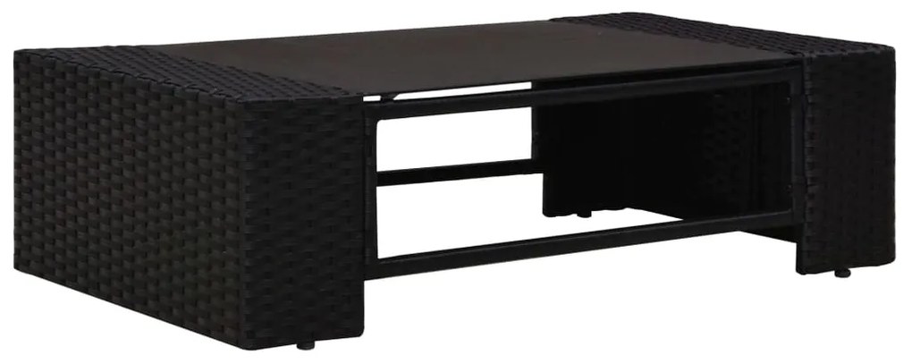 8 pcs conjunto lounge de jardim c/ almofadões vime PE preto