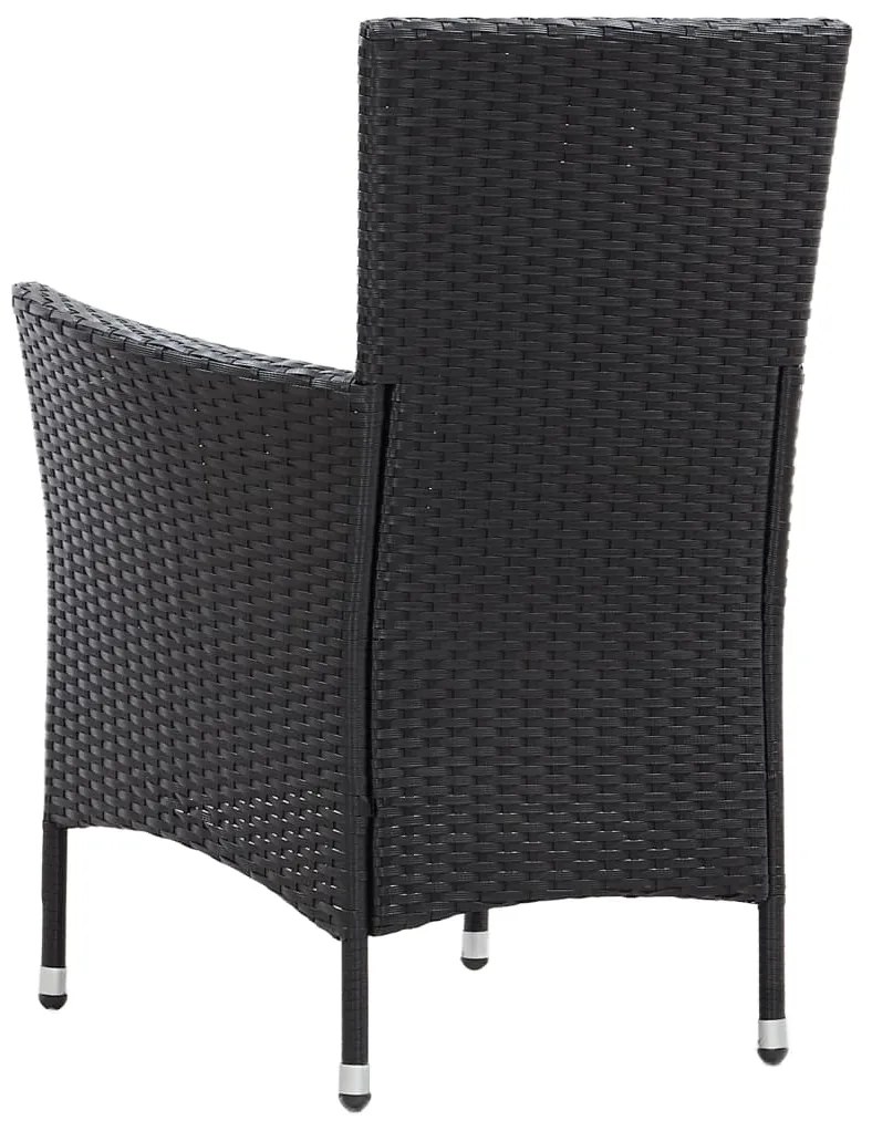 5 pcs conjunto jantar exterior com almofadões vime PE preto