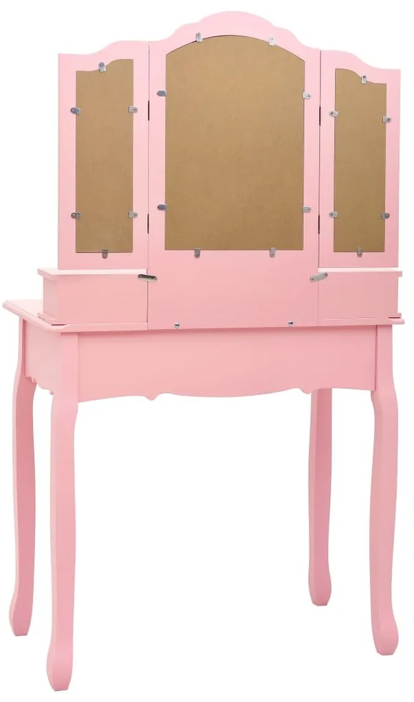Conj. toucador com banco 80x69x141 cm madeira paulownia rosa