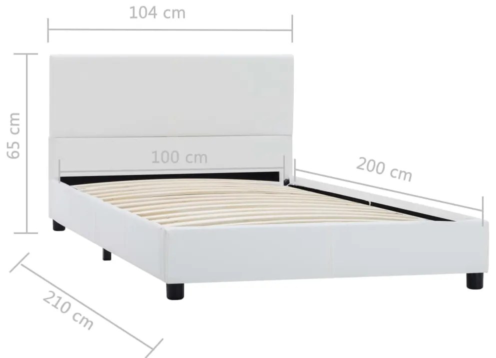 Estrutura de cama 100x200 cm couro artificial branco