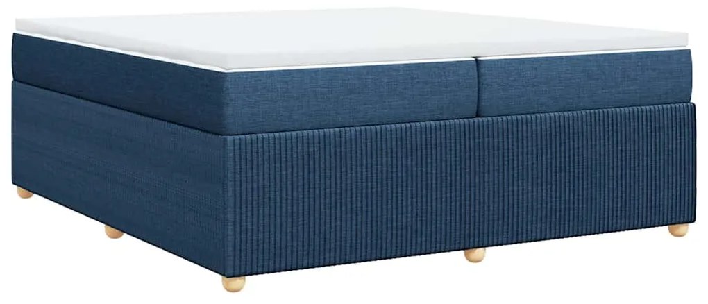 Cama com molas/colchão 200x200 cm tecido azul