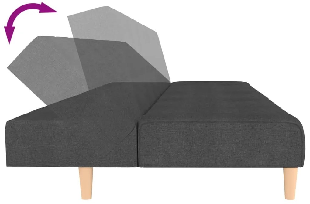 Sofá-cama de 2 lugares tecido cinzento-escuro