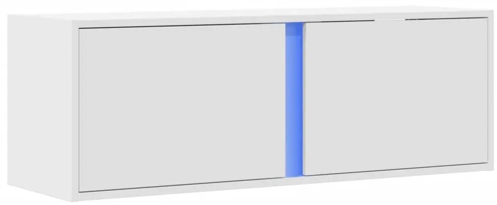 Móvel de parede para TV com luzes LED 100x31x35 cm branco