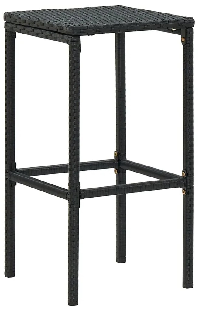 3 pcs conjunto bar de jardim com almofadões vime PE preto
