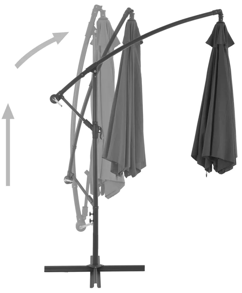 Guarda-sol cantilever com poste de alumínio 300 cm antracite