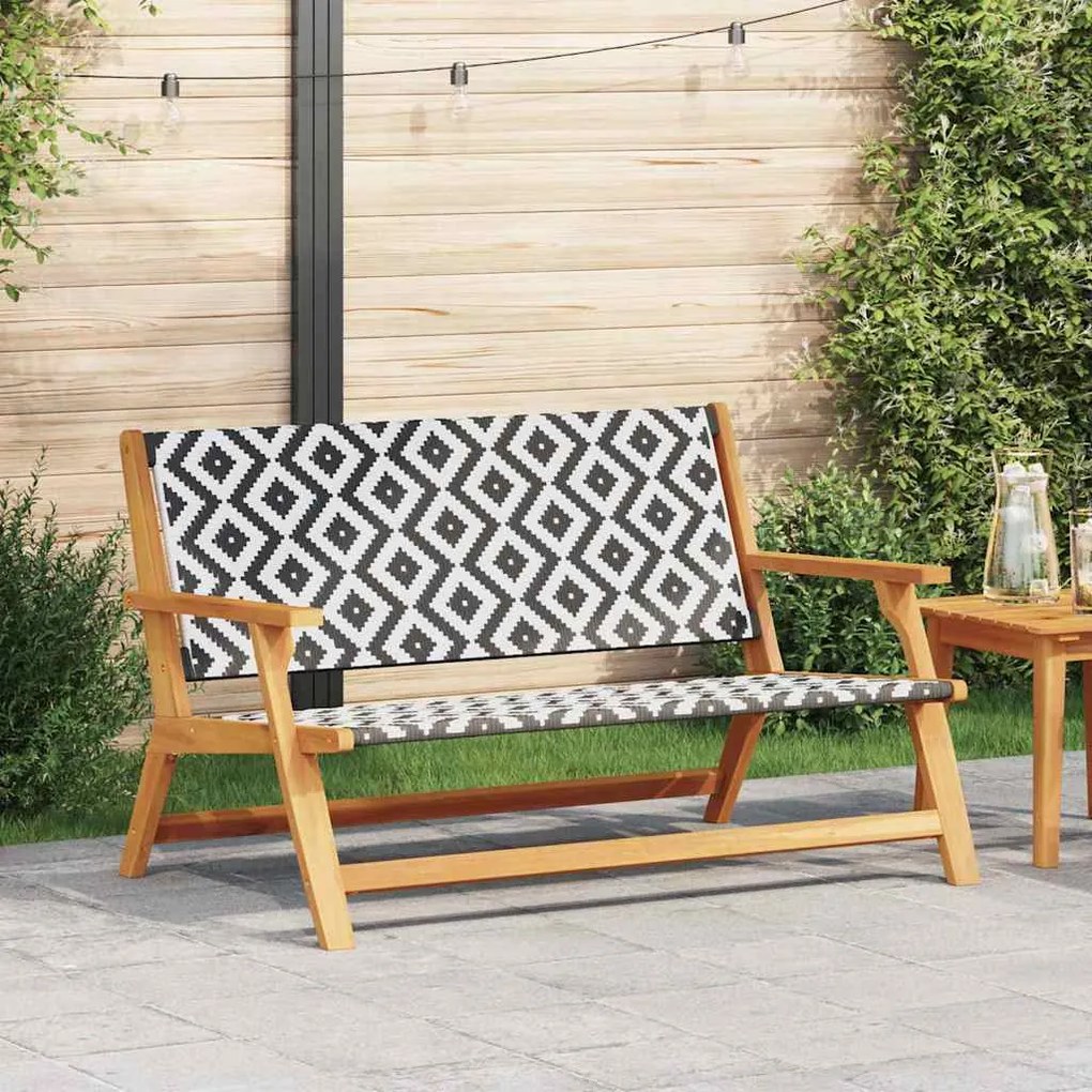 vidaXL Banco de Jardim Preto e Branco 122x76x73.5 cm em Madeira Sólida de Acácia