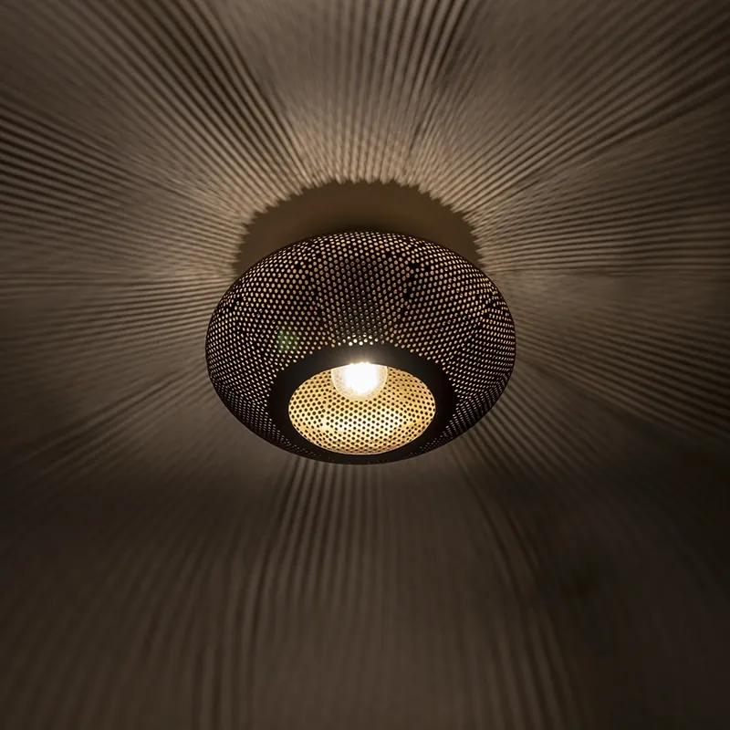Luminária de teto Radiance 25cm preta com ouro Retro