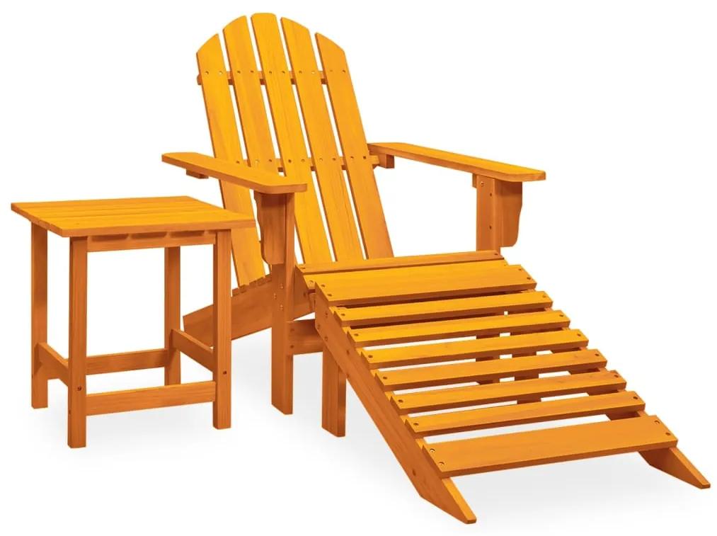 315938 vidaXL Cadeira de jardim Adirondack c/ otomano e mesa abeto laranja