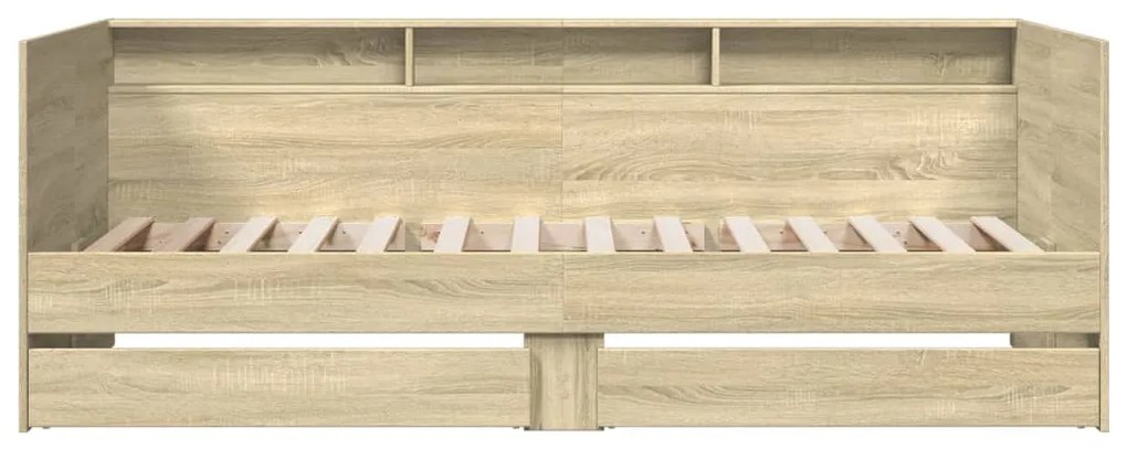 Sofá-cama com gavetas sem colchão 75x190 cm carvalho sonoma