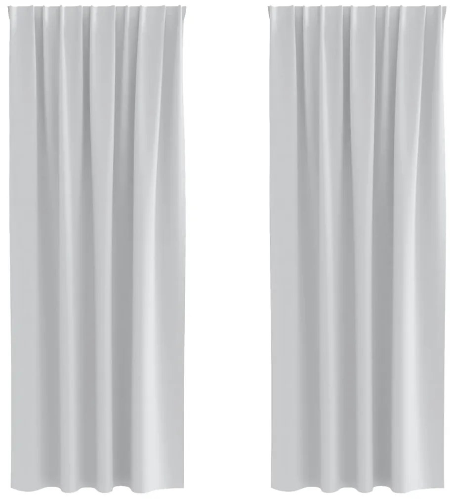 Cortinas com cortinas 2 pcs Cinza Claro 225 x 140 cm Poliéster
