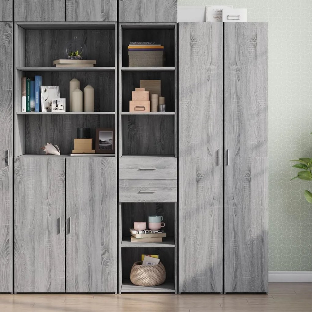 vidaXL Armário alto 40x42,5x185 cm derivados de madeira cinza sonoma