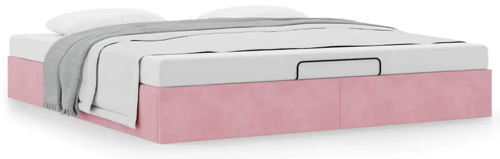 Estrutura de cama otomana sem colchão 200x200 cm veludo rosa