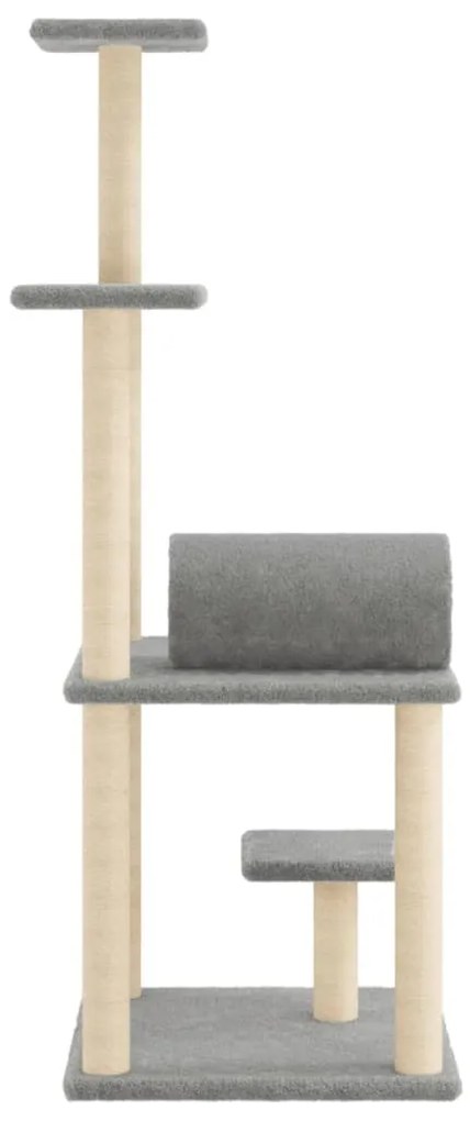Árvore p/ gatos c/ postes arranhadores sisal 136 cm cinza-claro