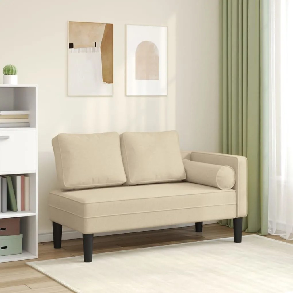 Chaise lounge com almofadões tecido creme