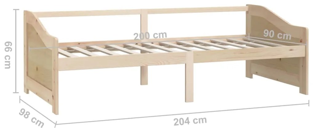 Sofá-cama de 3 lugares 90x200 cm madeira de pinho maciça