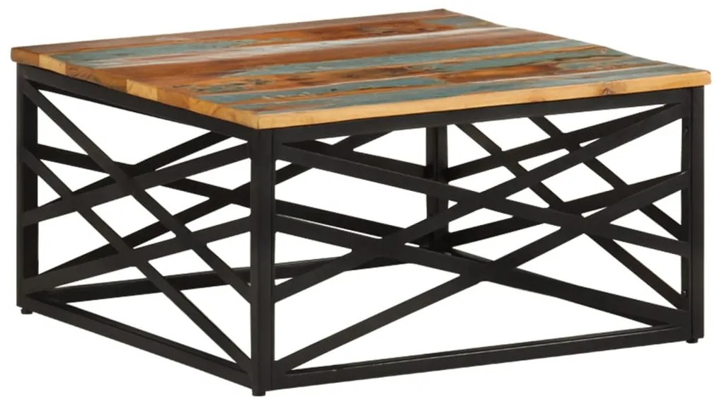 Mesa de centro 68x68x35 cm madeira recuperada maciça