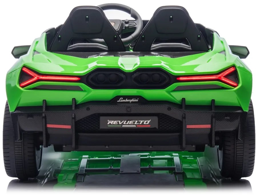 Carro elétrico para Crianças 2 Lugares Lamborghini Revuelto XL STRONG 24V, Rodas AR bombeado, Assento Couro ecológico Verde