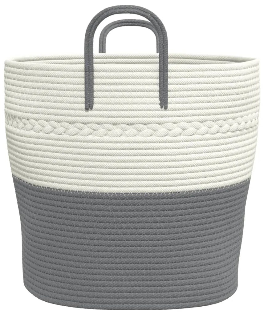 Cesto de arrumação Ø43x38 cm algodão cinzento e branco