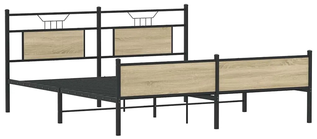 Estrutura de cama sem colchão 183x213cm metal carvalho sonoma