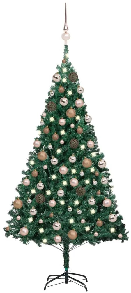 vidaXL Árvore Natal artificial pré-iluminada c/ bolas 150 cm PVC verde