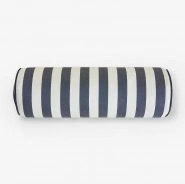 Cilindro Almofada 15x50 Cm Para Jardim Em Tecido Somalia Branco Gardenia - Azul Marinho - Sklum