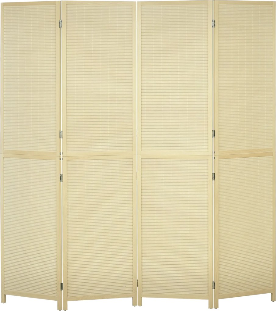 Biombo de bambu com 4 painéis, 180 x 180 cm, divisória dobrável para separar divisões - natural