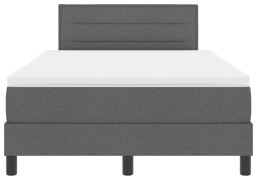 Cama Box Spring com Colchão e LED Cinza Escuro 120x200 cm Tecido