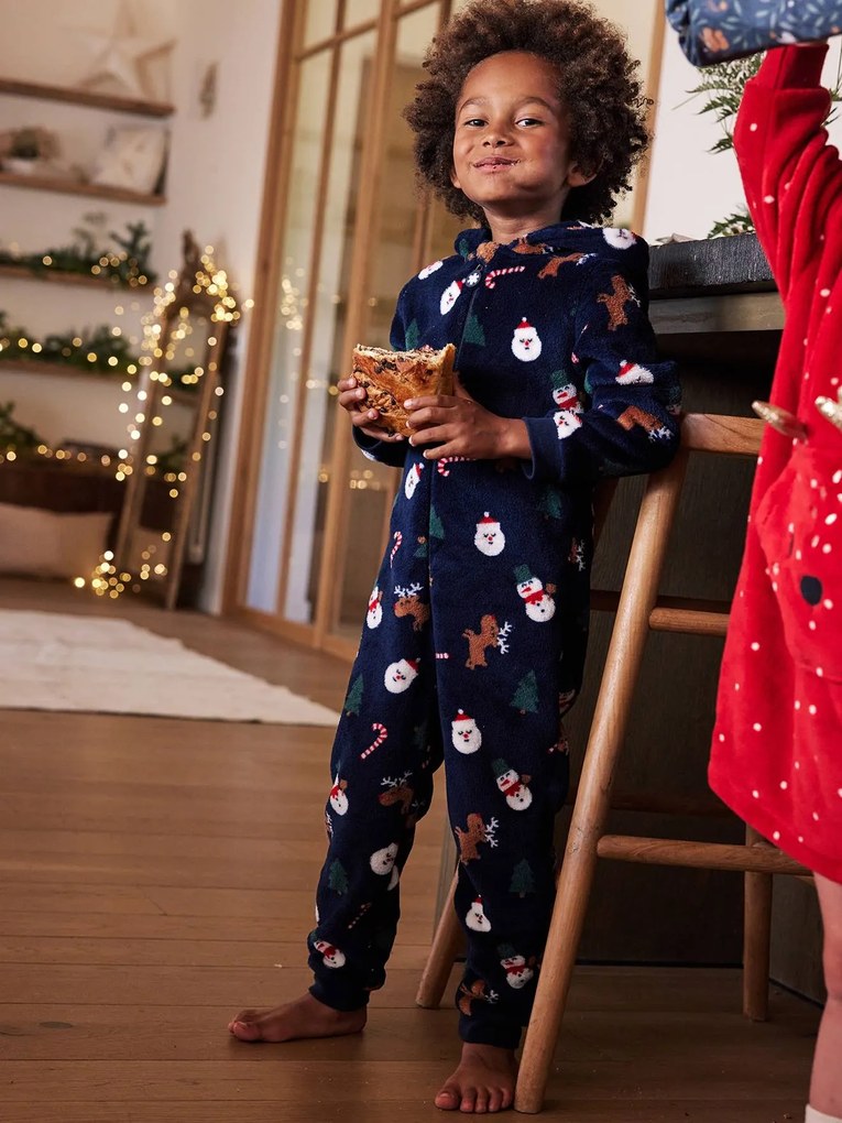 Pijama-macacão de natal, para menino marinho
