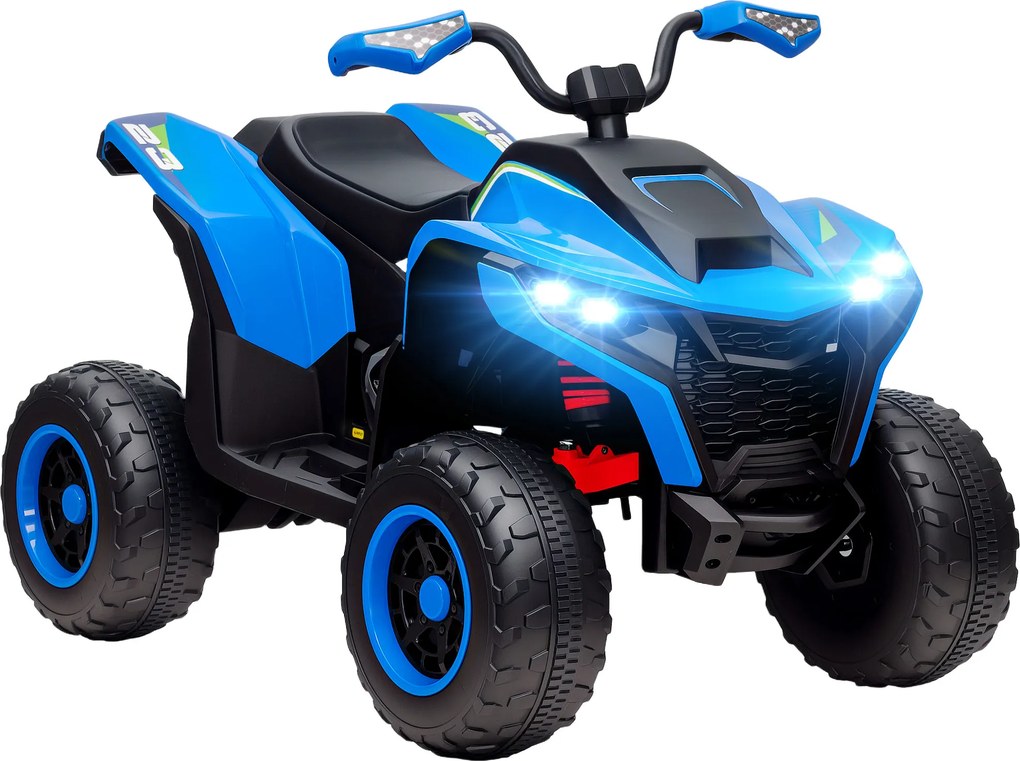 AIYAPLAY Quad elétrico para crianças, 3-6 km/h, farol LED, música, USB, para 3-8 anos, Azul | Aosom Portugal