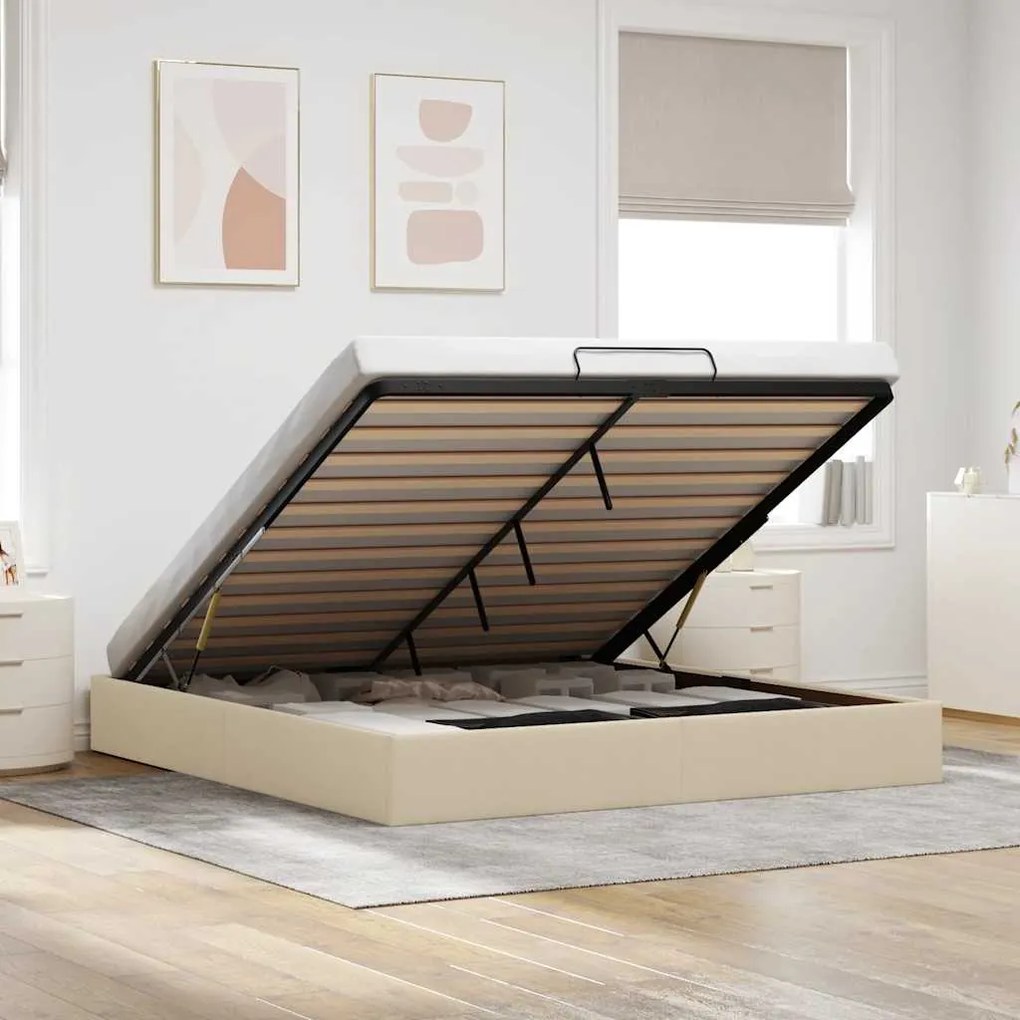 vidaXL Estrutura de cama otomana sem creme de colchão 180x200cm tecido