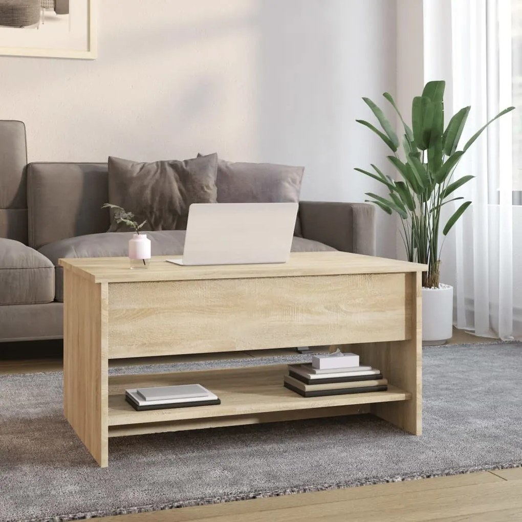 Mesa de centro 80x50x40 cm derivados madeira carvalho sonoma