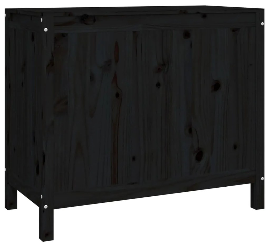 Caixa para roupa 88,5x44x76 cm madeira de pinho maciça preto