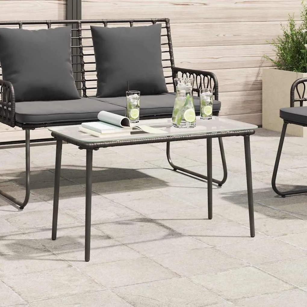 Mesa de Jardim Preto 80 x 40 x 45 cm Rattan Sintético