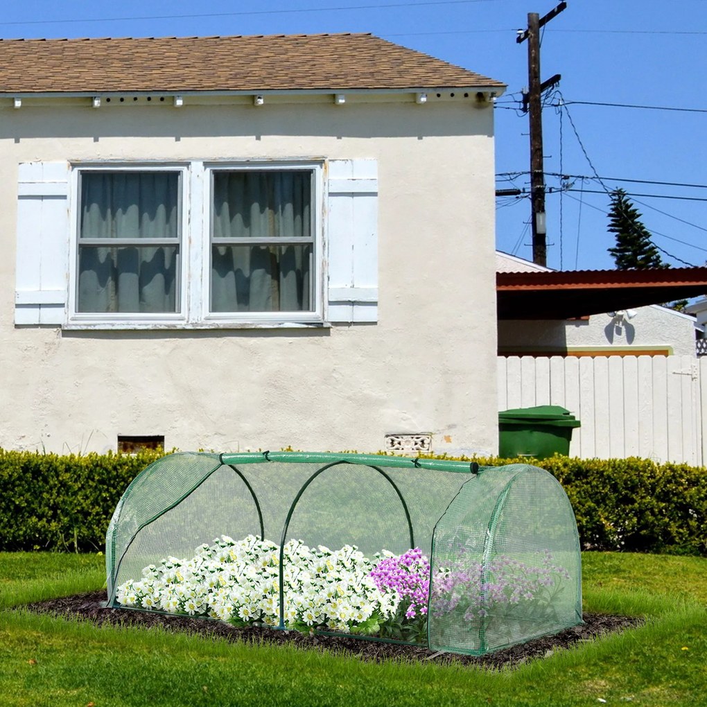 Estufa de Jardim 200x100x80 cm para Cultivo de Plantas Sementes Estufa com Estrutura de Aço e Cobertura de Plástico Verde