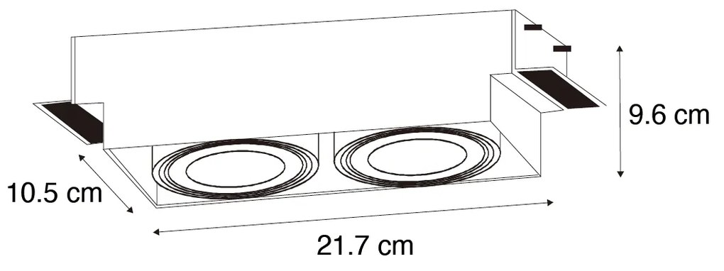Conjunto de 6 focos embutidos brancos GU10 70mm 2-luzes sem aro - Oneon