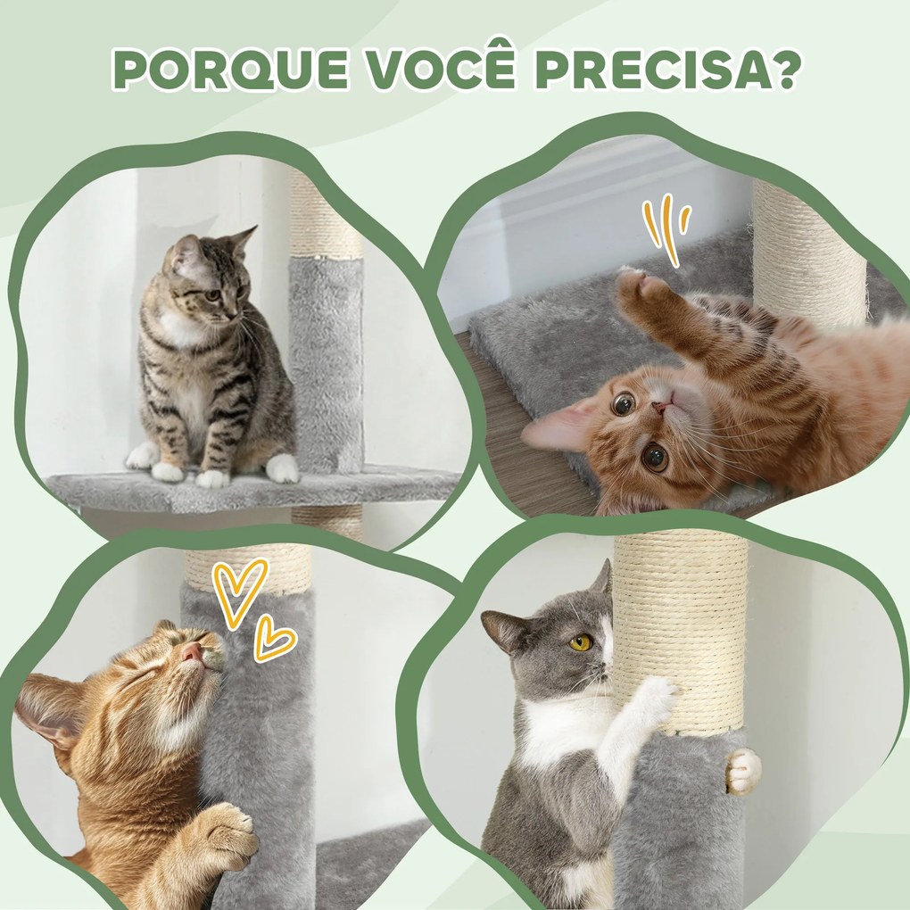 PawHut Arranhador para Gatos do Chão ao Teto 225-275 cm Arranhador par