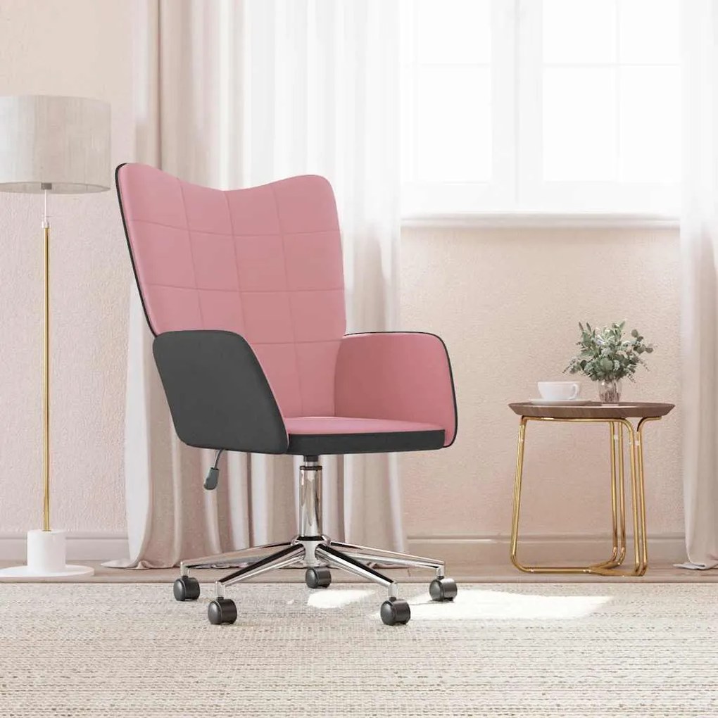 vidaXL Cadeira de descanso PVC e veludo rosa