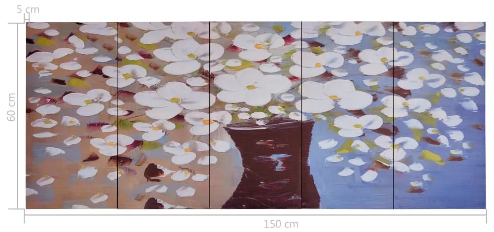 Conj. painéis parede c/ impressão vaso flores 150x60cm multicor