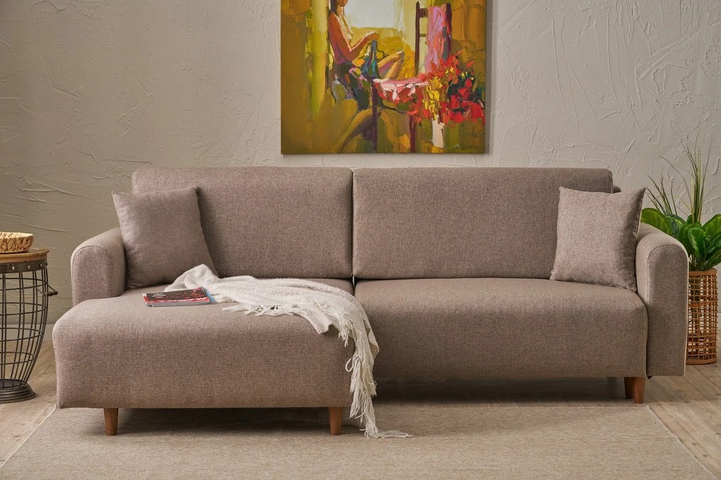Sofá-Cama de Canto Mane – Castanho – 246 x 85 x 160 cm
