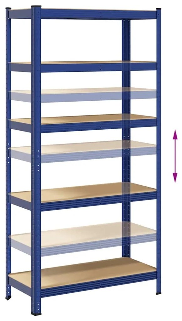 5-Layer Storage Shelf Blue Steel&amp;Madeira de engenharia