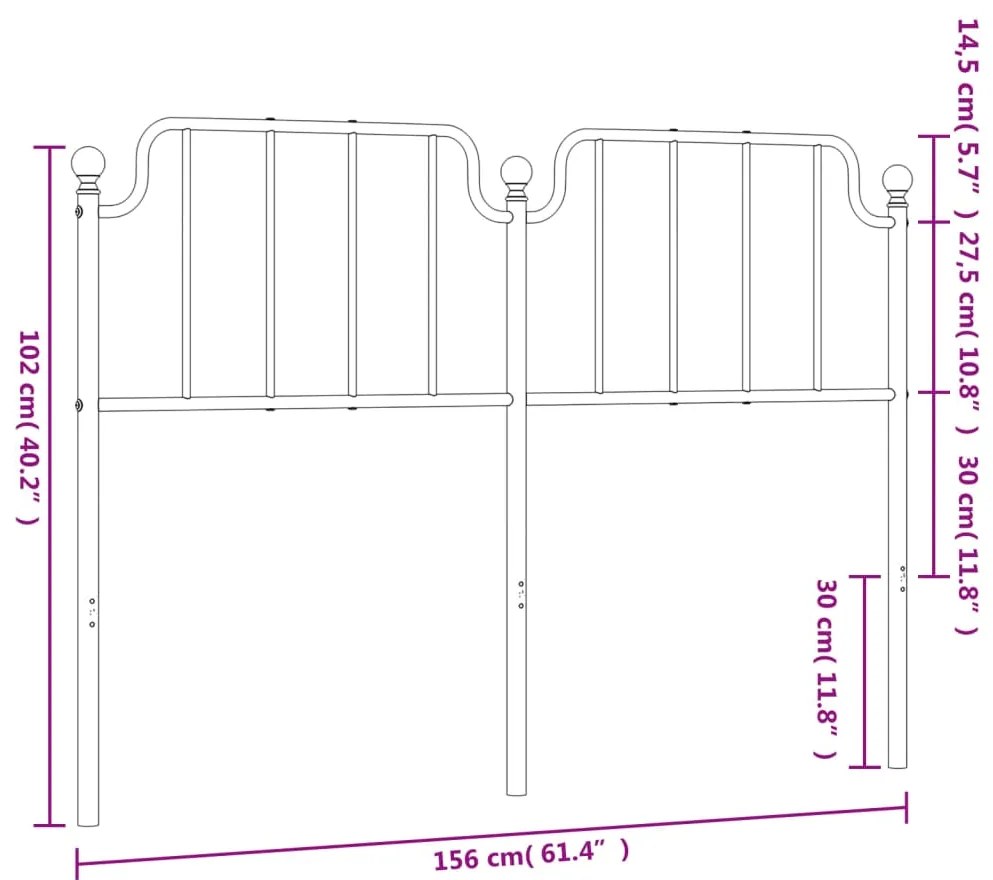 Cabeceira de cama 150 cm metal preto