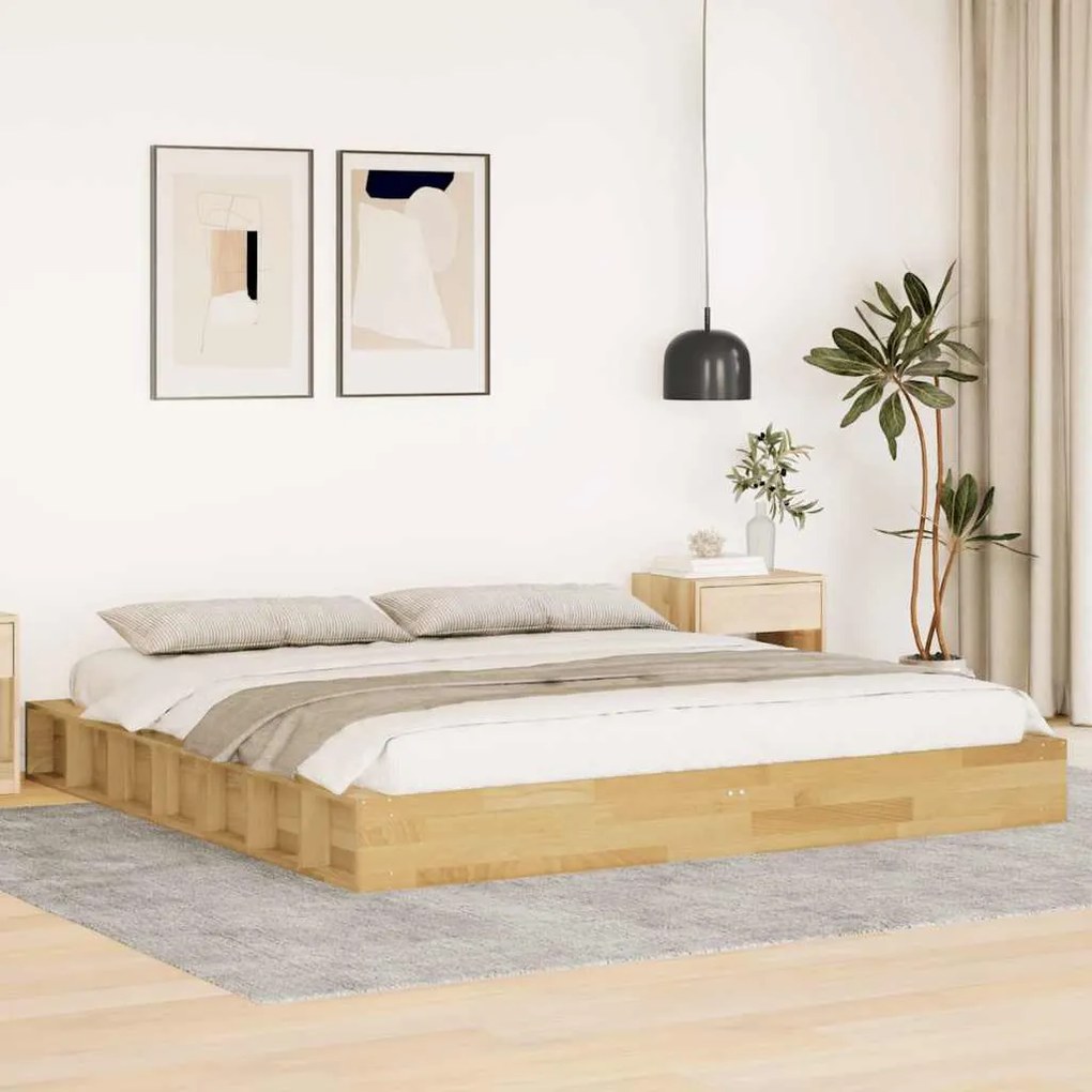 Estrutura de cama sem colchão 180x200 cm de madeira de carvalho