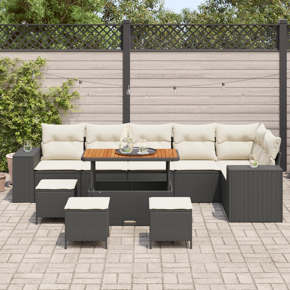 Conjunto de Sofá de Jardim vidaXL de 10 Peças com Almofadas em Rattan