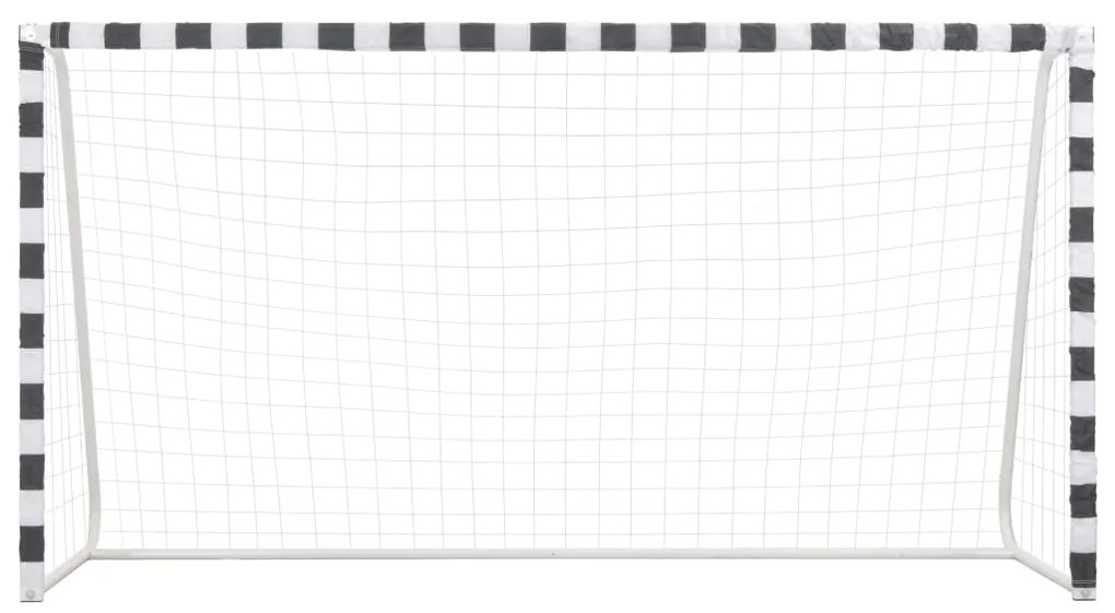 Baliza de futebol 300x160x90 cm metal preto e branco