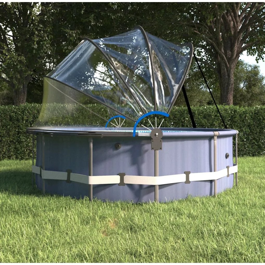 Cúpula de piscina c/ suporte redondo 500x250 cm PVC